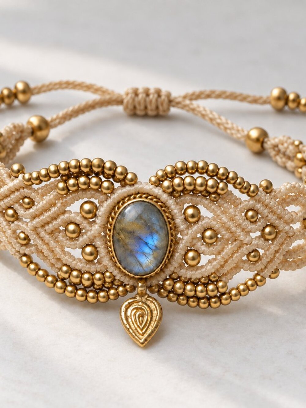 Artisan Gold and Tan Beaded Bracelet